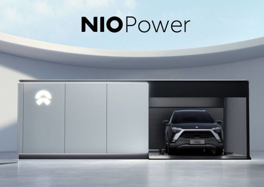 Станция NIO по автоматической замене тягового аккумулятора в электромобиле за три минуты
